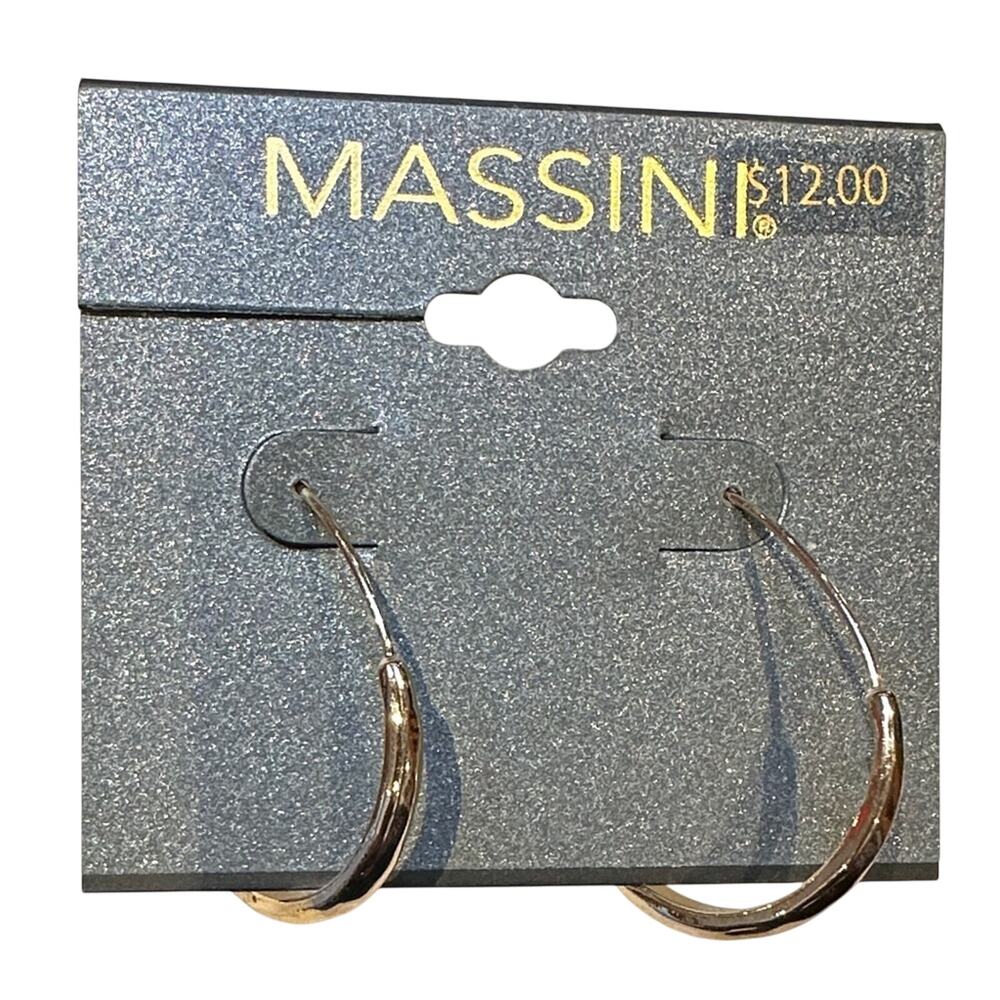 Massini Shiny Silver Twisted Hoop Earrings NWT